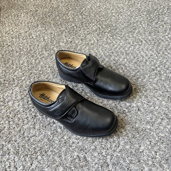 Hitchcock Men Black Moc Monk Strap Comfort Walking Shoes Loafers 9.5 6E Leather - Picture 1 of 13